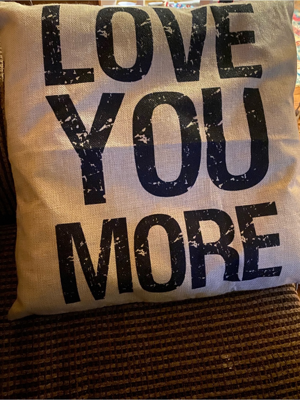 Love You More Decorative Pillow - Black on Cream